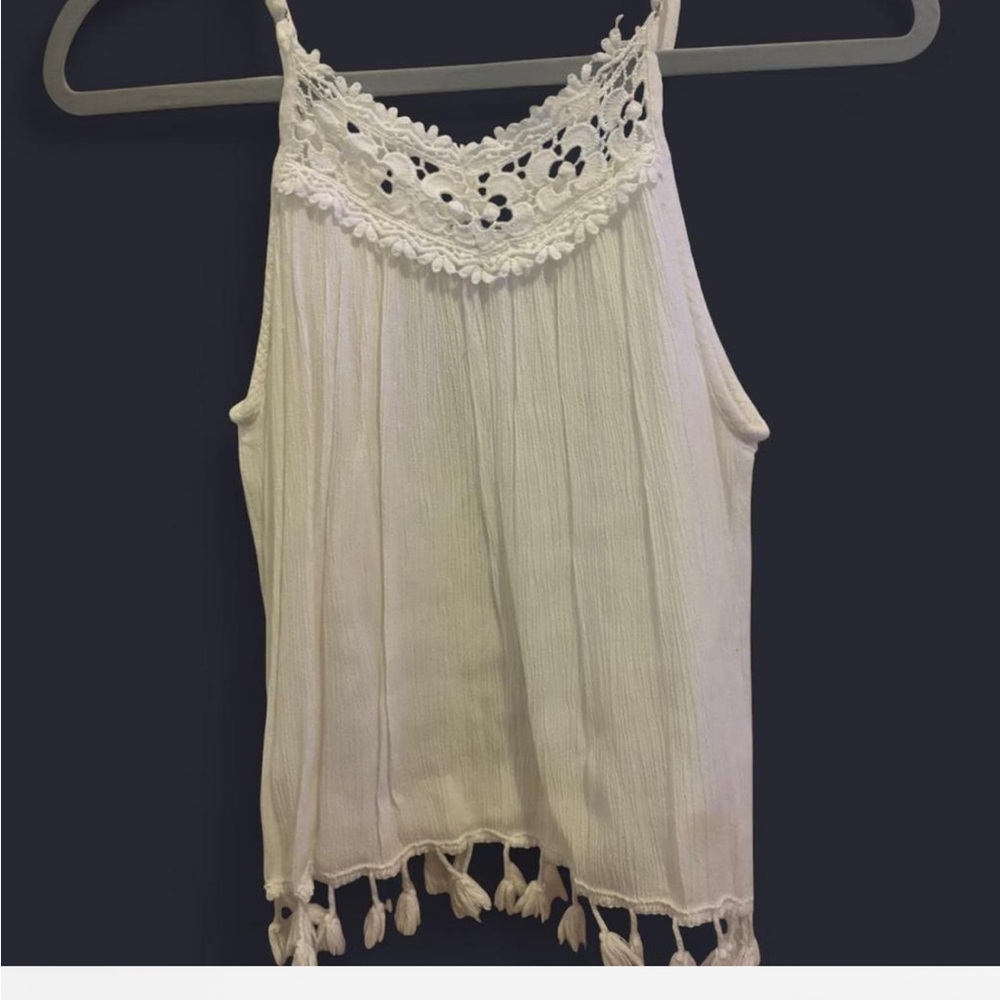 Elegant White Lace Trim Women's Top